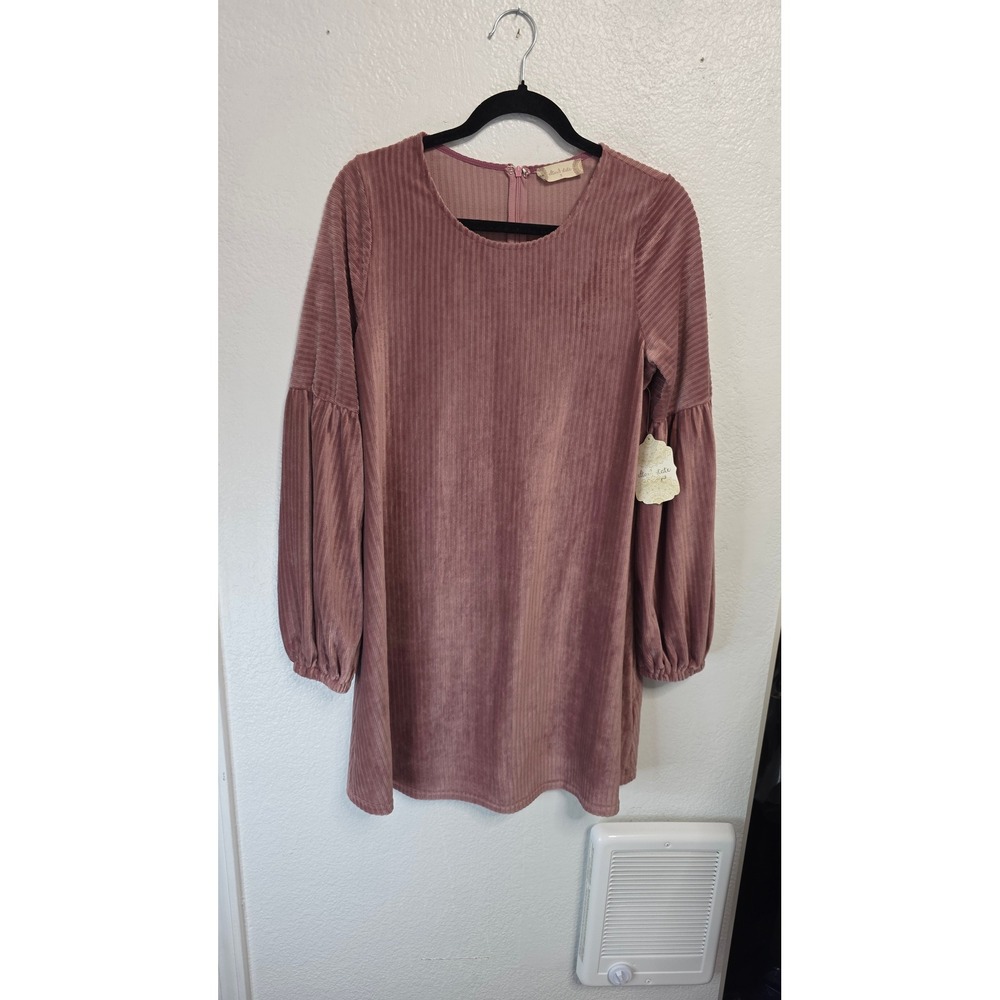 Altar'd State Ribbed Velvet Mini Dress Womens Small Mauve New With Tags